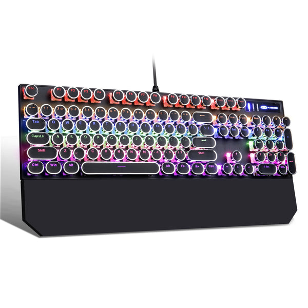 MageGee Typewriter Wired Gaming Keyboard with RGB Backlight, Black