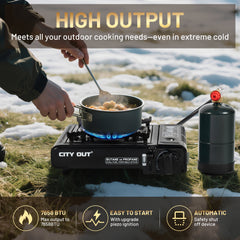 Cityout Dual Fuel Portable Camping Stove, Propane & Butane Gas Stove with Carrying Case for Emergencies, Outdoor BBQ